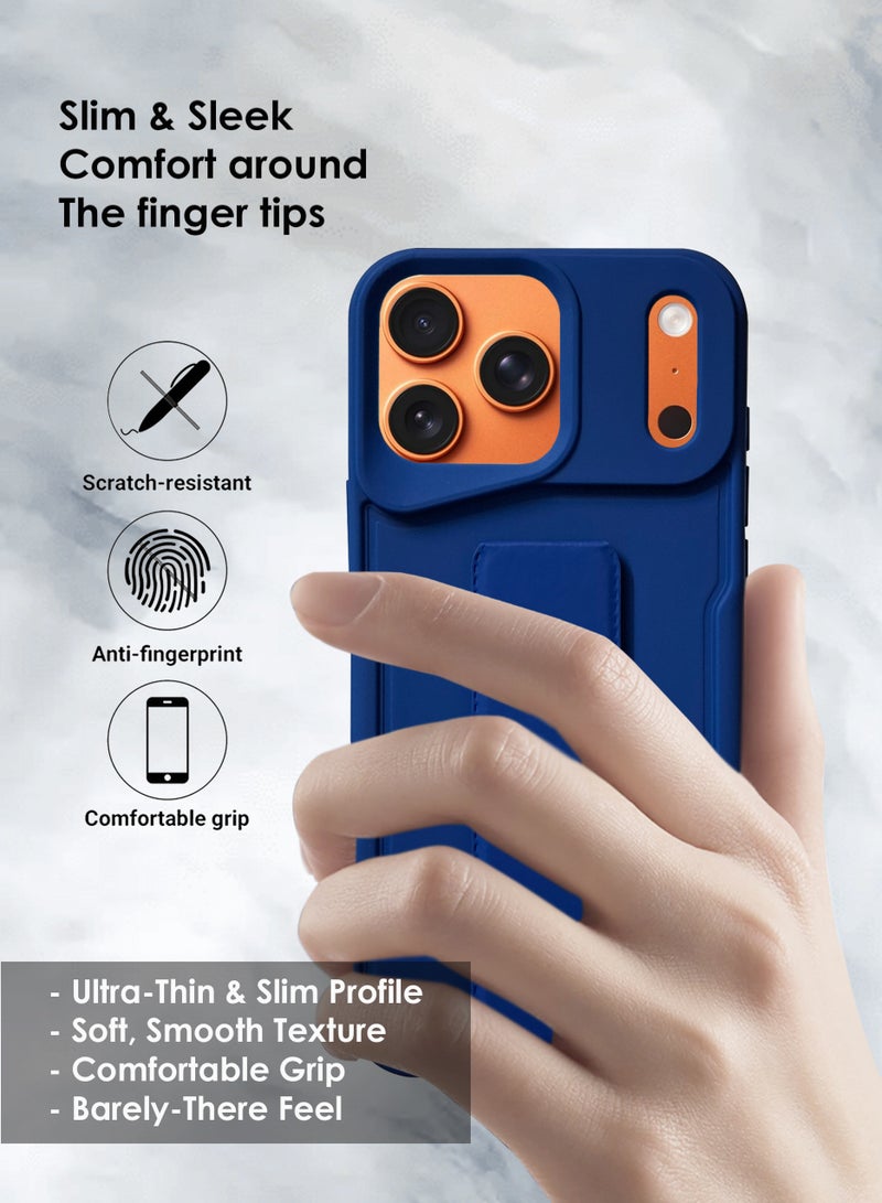 Apple iPhone 17 Pro Max Hand Grip Case Cover - Magnetic Hand Grip Holder & Kickstand Case For Apple iPhone 17 Pro Max - Strong Grip for Magnetic Car Holder, Stylish Silicone Case & Functional, Ultimate Convenience & Hands-Free Viewing - Blue - Image 5